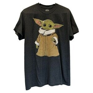 Men's Star Wars Baby Yoda Gray Tee T-Shirt  Size M - Excellent Condition